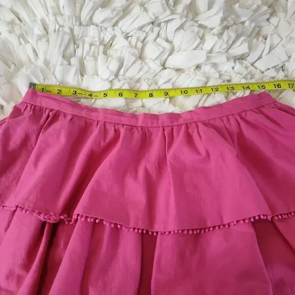 Showpo Women's Tiered Ruffle Skirt Sz 12 Layered Casual Mini Pink Cotton Stretch - Picture 13 of 15